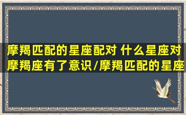 摩羯匹配的星座配对 什么星座对摩羯座有了意识/摩羯匹配的星座配对 什么星座对摩羯座有了意识-我的网站